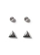 Topman Mens Silver Look Triangle Crystal Earrings Pack*