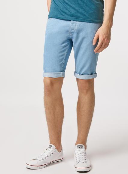 Topman Mens Light Blue Light Wash Skinny Denim Shorts