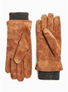 Topman Mens Brown Tan Suede Gloves