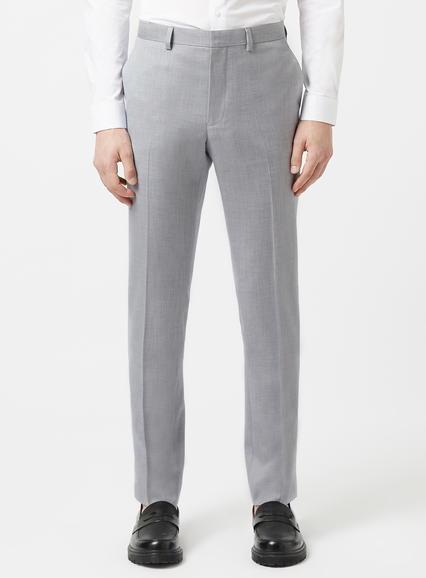 Topman Mens Light Grey Crosshatch Skinny Fit Suit Pants