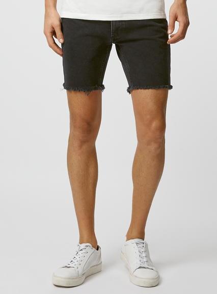 Topman Mens Raw Edge Black Skinny Denim Shorts