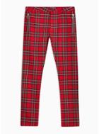 Topman Mens Bright Red Check Stretch Skinny Trousers
