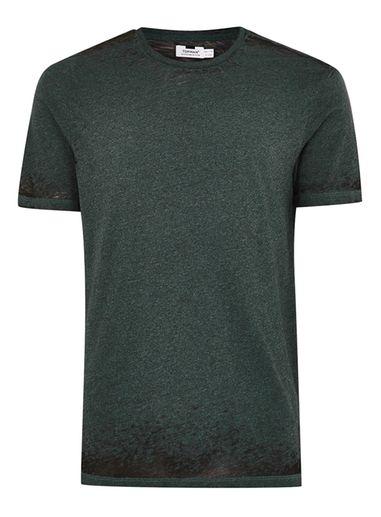 Topman Mens Green Teal Burnout Fabric Short Sleeve Top