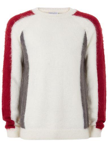Topman Mens Multi Color Block Mohair Sweater