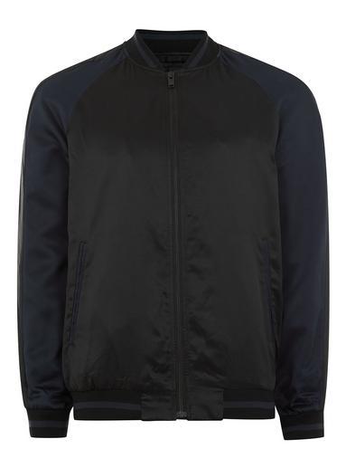 Topman Mens Selected Homme's Black Sateen Bomber Jacket