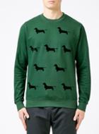 Topman Mens Art Disco Green Dachshund Sweatshirt*