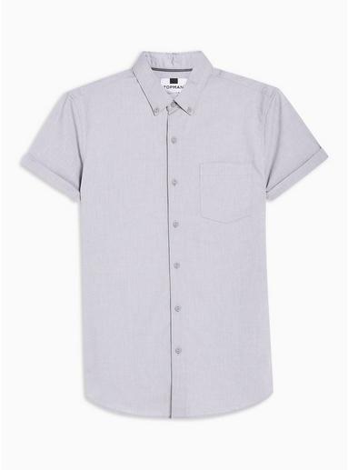Topman Mens Light Grey Stretch Skinny Oxford Shirt