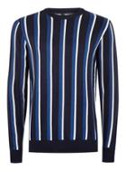 Topman Mens Navy And White Stripe Sweater