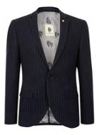 Topman Mens Blue Noose & Monkey Navy Pinstripe Wool Rich Slim Fit Suit Jacket