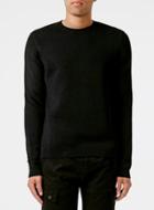 Topman Mens Black Technical Zip Back Crew Sweater