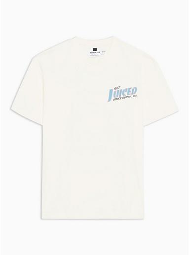 Topman Mens Cream Ecru 'get Juiced' T-shirt