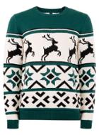 Topman Mens Green Fair Isle Sweater