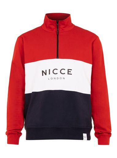 Topman Mens Multi Nicce Red, White And Navy Colour Block Sweatshirt