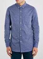 Topman Mens Blue Twist Print Long Sleeve Casual Poplin Shirt