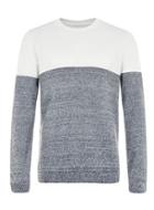 Topman Mens Mid Grey White And Grey Lightweight Sweater