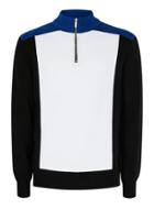Topman Mens Blue, White And Black Half Zip Knitted Track Top