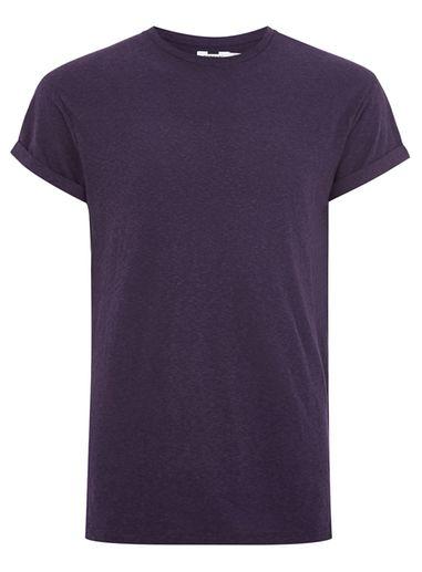 Topman Mens Purple Linen Muscle Fit T-shirt