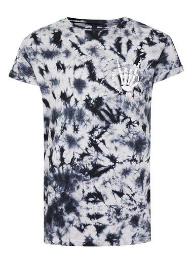 Topman Mens Mid Grey Grey Tie Dye Muscle Fit Roller T-shirt