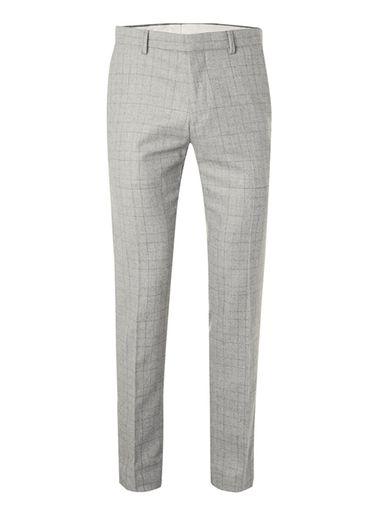 Topman Mens Grey Check Skinny Fit Suit Pants