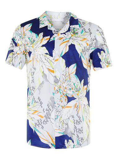 Topman Mens Blue Premium Liberty Paradise Print Dress Shirt