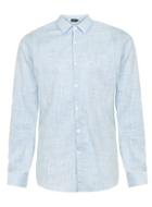 Topman Mens Blue Crosshatch Long Sleeve Dress Shirt