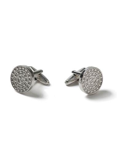 Topman Mens Silver Look Circle Etched Cufflinks*