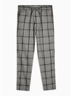 Topman Mens Grey And Burgundy Check Stretch Skinny Trousers