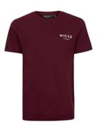 Topman Mens Red Nicce Burgundy Logo T-shirt