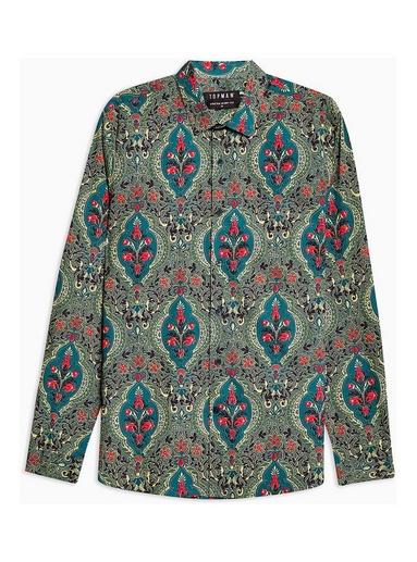 Topman Mens Green Carpet Floral Stretch Skinny Smart Shirt