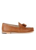 Topman Mens Brown Tan Leather Tassle Loafers