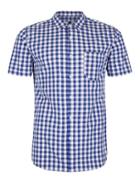 Topman Mens Blue Navy And White Checked Muscle Fit Shirt