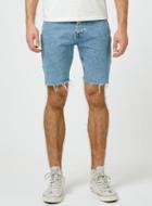 Topman Mens Light Blue Blue Light Wash Raw Edge Denim Shorts