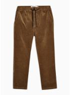 Topman Mens Brown Tan Corduroy Cropped Stretch Skinny Trousers