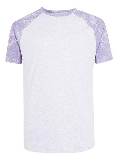 Topman Mens Blue Grey And Purple Floral Print T-shirt