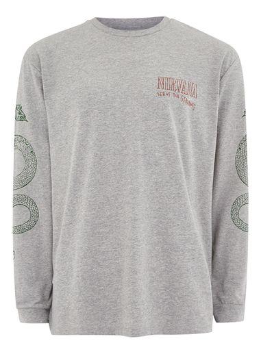 Topman Mens Grey Gray Nirvana Snake Print Top