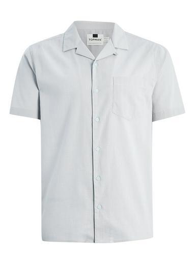 Topman Mens Grey Gray Slub Short Sleeve Shirt