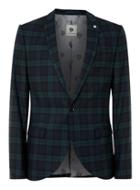Topman Mens Noose & Monkey Green And Blue Check Suit Jacket