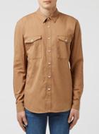 Topman Mens Brown Tan Long Sleeve Casual Shirt