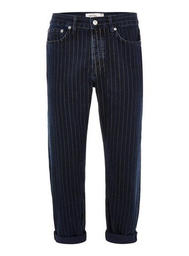 Topman Mens Navy And Yellow Stripe Original Jeans