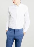 Topman Mens Premium White Penny Collar Long Sleeve Dress Shirt
