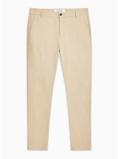 Topman Mens Beige Dark Stone Stretch Skinny Chinos