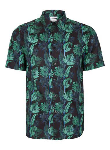 Topman Mens Multi Corsica Print Liberty Fabric Short Sleeve Dress Shirt