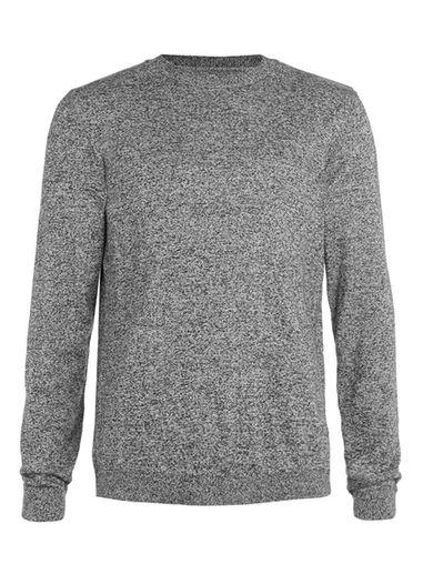 Topman Mens Mid Grey Salt And Pepper Gray Crew Neck Sweater