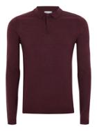 Topman Mens Red Burgundy Muscle Fit Merino Knitted Polo