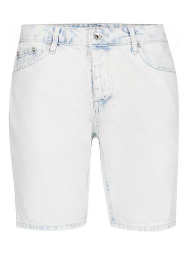 Topman Mens Blue Bleached White Slim Denim Shorts