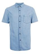 Topman Mens Blue Vintage Denim Short Sleeve Casual Shirt