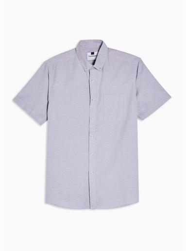 Topman Mens Red Washed Lilac Oxford Stretch Skinny Shirt