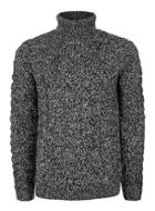 Topman Mens Mid Grey Black And White Twist Textured Roll Neck Sweater