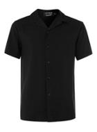Topman Mens Black Revere Collar Short Sleeve Dress Shirt