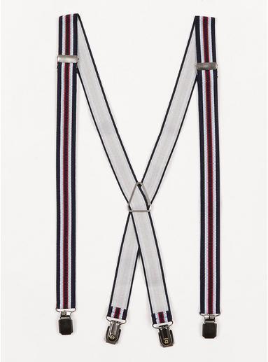 Topman Mens Multi Navy, Blue And Red Skinny Suspenders